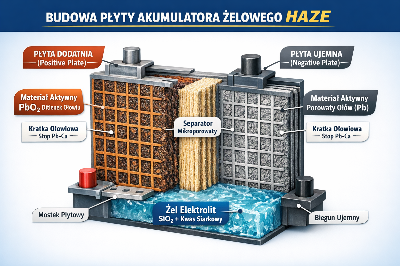 Budowa płyt akumulatora żelowego HAZE