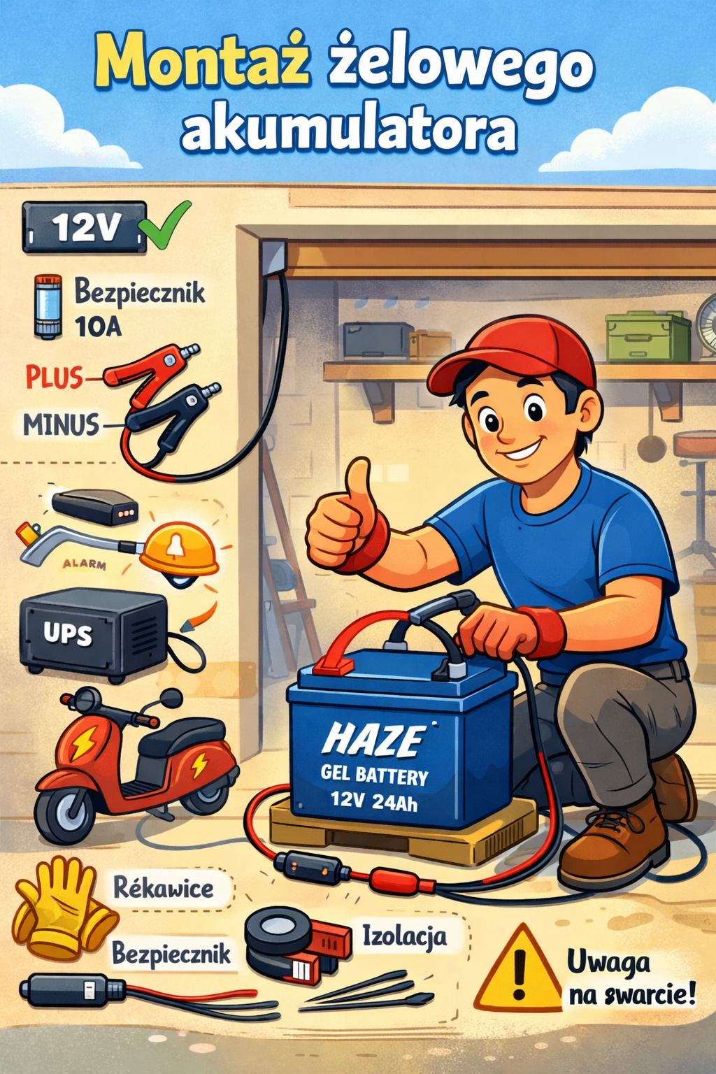 Czy akumulator żelowy HAZE musi być instalowany przez osobę z uprawnieniami elektrycznymi?